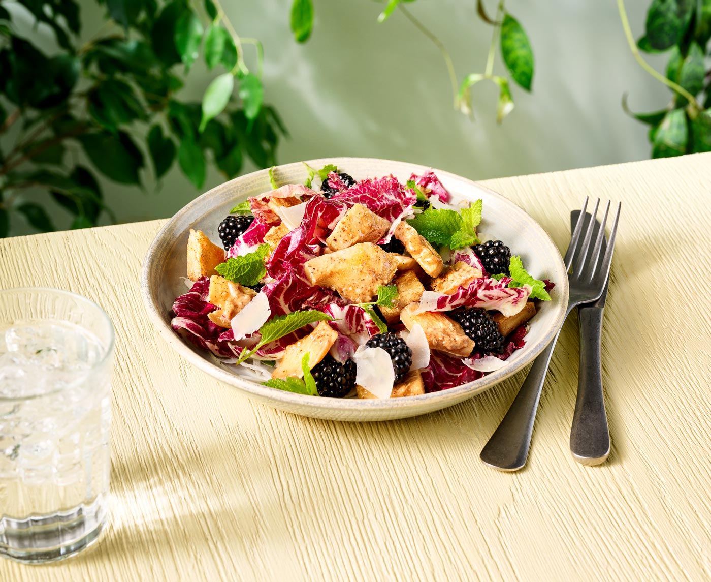 Bitter Greens Salads mit Garden Gourmet Fillet Pieces