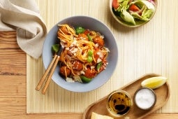 Pasta all Arrabbiata mit veganen Fleischbällchen